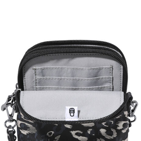 Baggallini Take 2 RFID Bryant Pouch - Gunmetal Metallic Cheetah