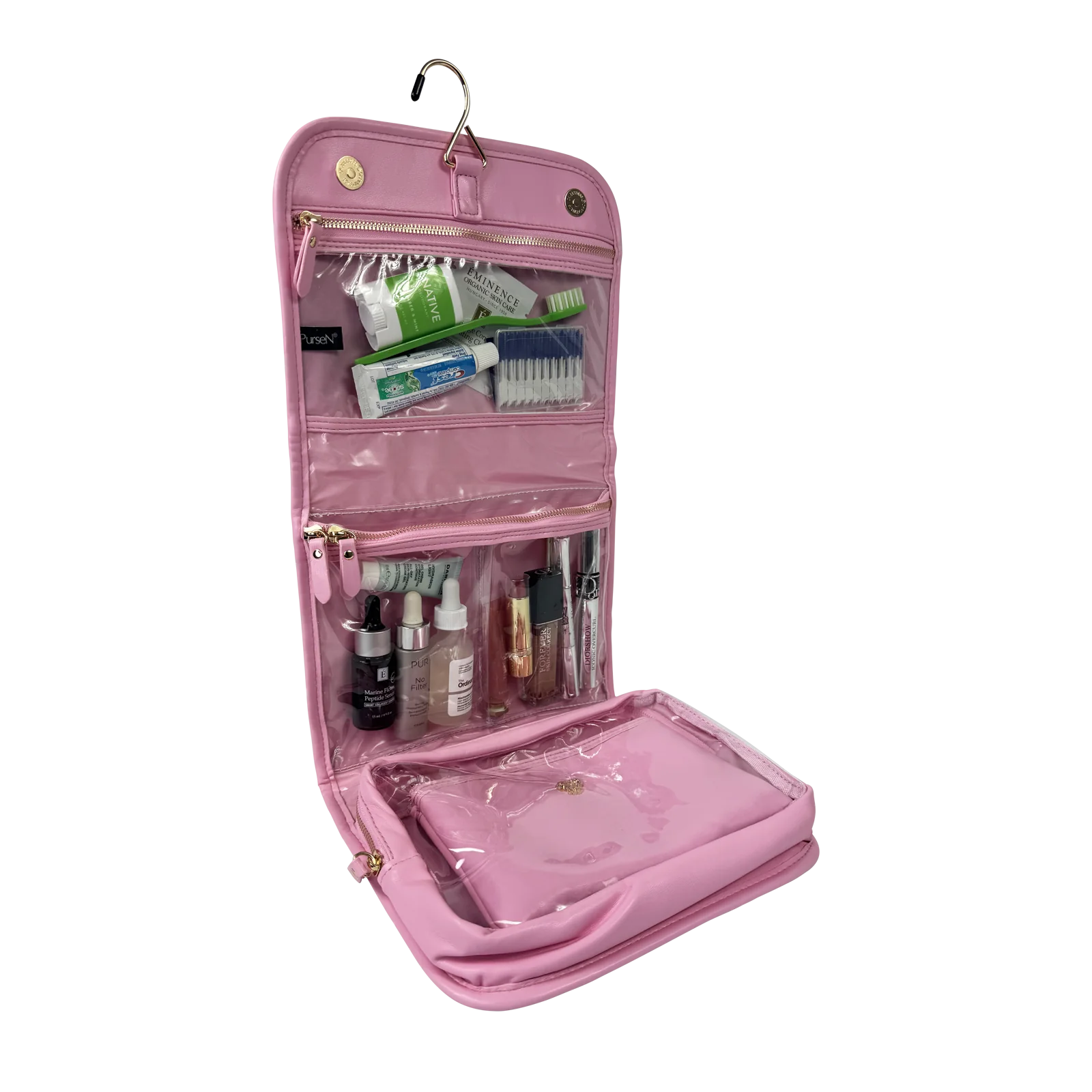 PurseN Classic Hanging Toiletry Case - Rose Quartz