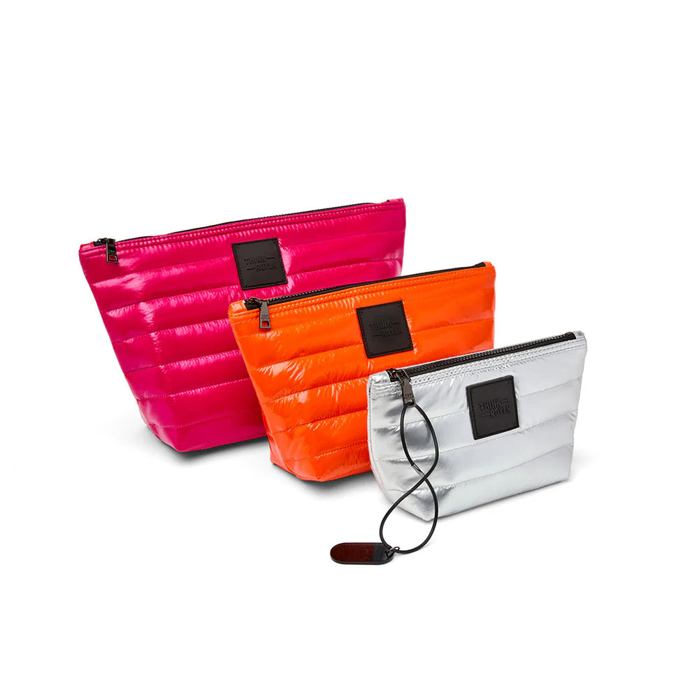 Think Royln Travel Trio Organizational Pouches Set of 3 - Fuchsia/Orange/Silver