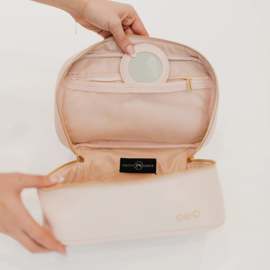 Pretty Simple Madelyn Bow Makeup Bag - Blush