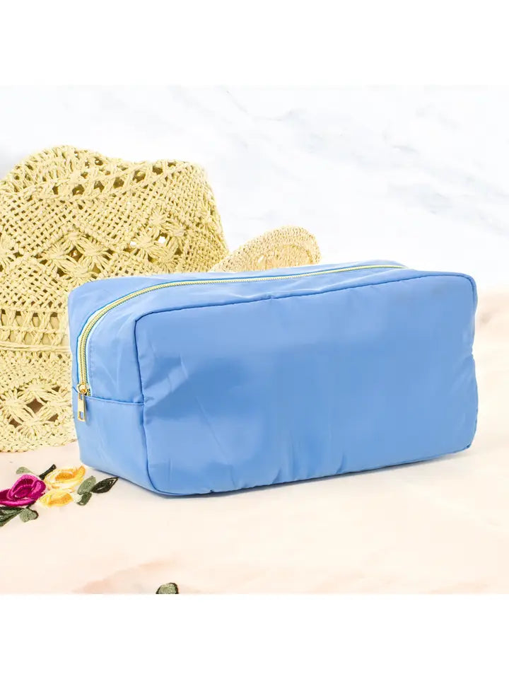 Suzie Q USA Large Colored Cosmetic Nylon Bag - Blue