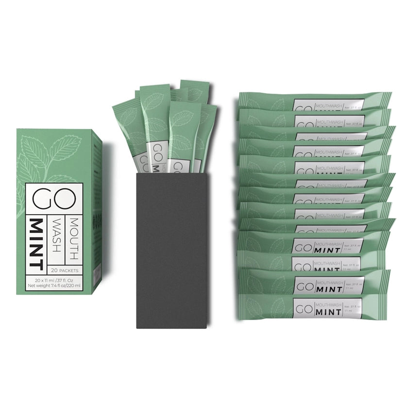 Go Portable Travel Mouthwash (1 Box - 20 Packets) - Mint