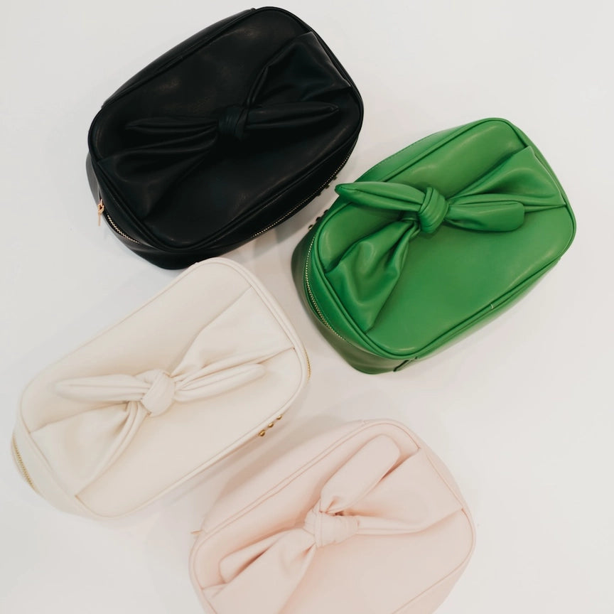 Pretty Simple Madelyn Bow Makeup Bag - Black