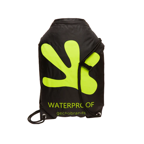 Geckobrands Waterproof Drawstring Backpack - Black/Neon Green