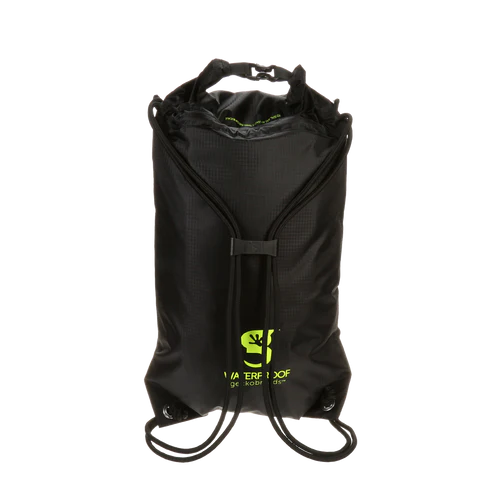 Geckobrands Waterproof Drawstring Backpack - Black/Neon Green