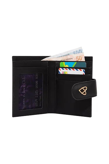 Patent of Heart Leather Rose Snap Wallet - Black/White