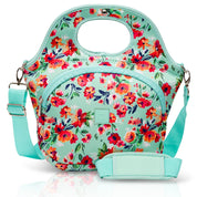 Made Easy Kit Large Insulated Lunch Tote Carrier w/ Pocket - Teal Floral