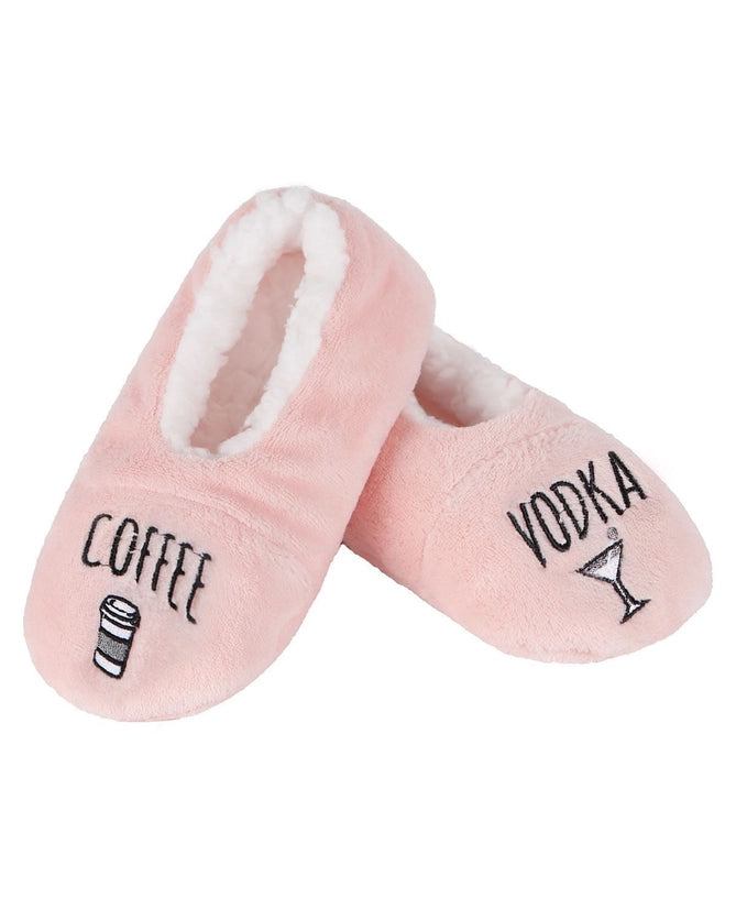 INC Luxe Coffee & Vodka Sherpa Lined Slippers S/M - Pink