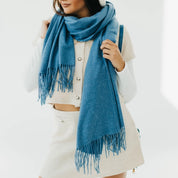 Pretty Simple Cozy Cashmere Essential Soft Solid Scarf - Denim Blue