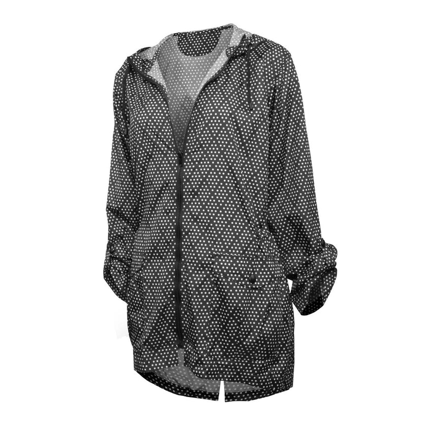 Shedrain Packable Rain Jacket Small - Black Diamond Dot