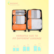 Bagsmart Compression Packing Cubes 6 Piece Set - Orange