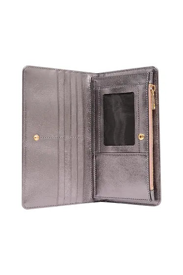 Patent of Heart Jesse Leather Clutch Wallet - Metallic Gunmetal