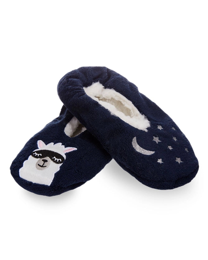 INC Luxe Llama Sherpa Lined Slippers M/L - Navy