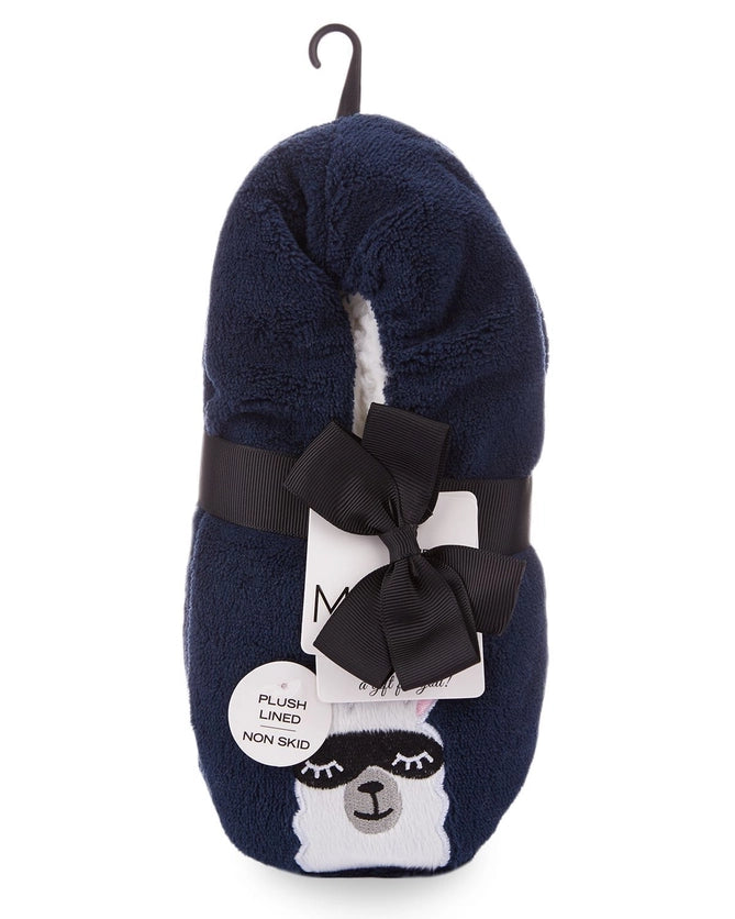 INC Luxe Llama Sherpa Lined Slippers M/L - Navy