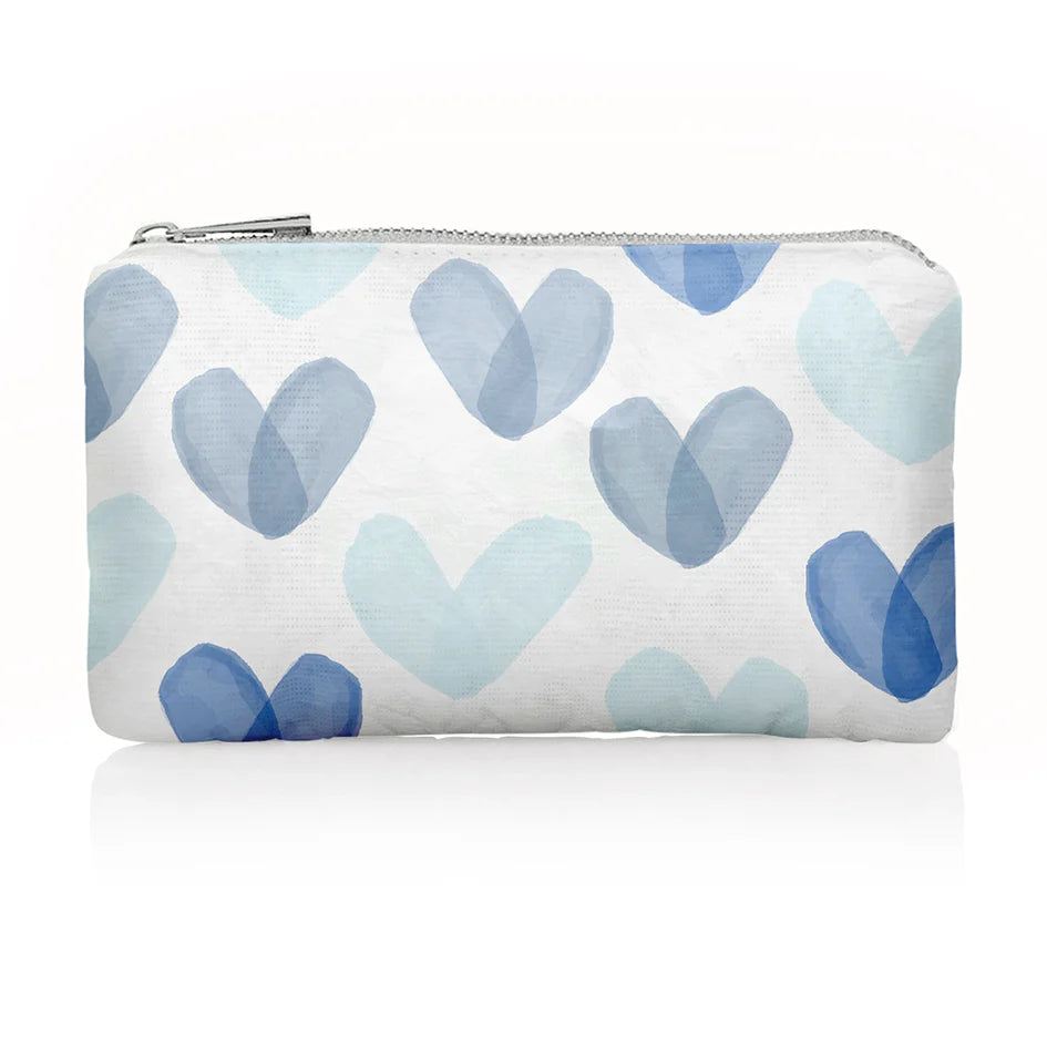 Hi Love Mini Zipper Pouch - "Language of Love" in Shades of Blue