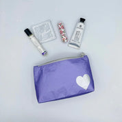 HI Love Small Zipper Pack - Shimmer Purple/Silver Heart