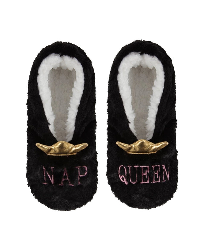 INC Luxe Nap Queen Sherpa Lined Slippers S/M - Black