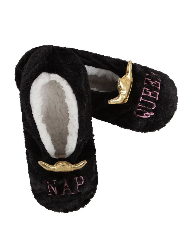 INC Luxe Nap Queen Sherpa Lined Slippers M/L - Black