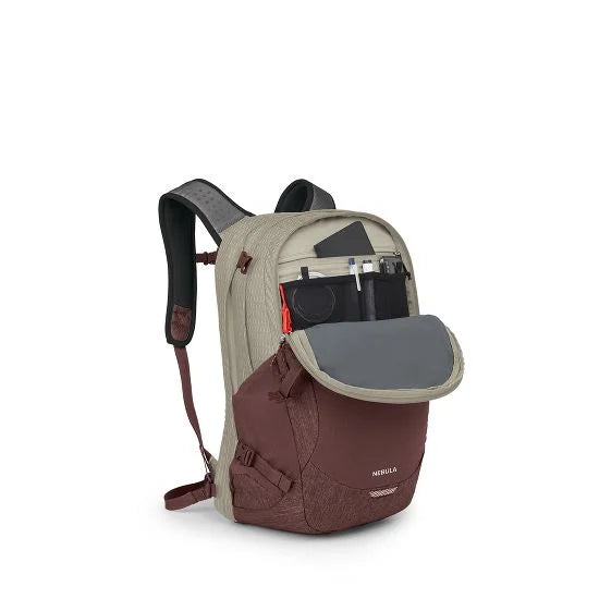 Osprey Nebula Laptop Backpack- Sawdust Tan/Raisin Red