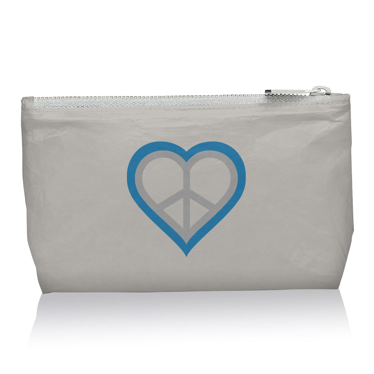 Hi Love Cosmetic Zipper Pouch in Earth Gray Sky Blue Peace & Love