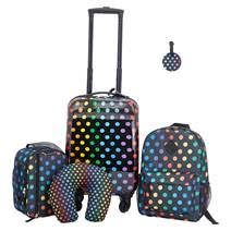 Travelers Club Kids 5 Piece Travel Luggage Set  - Black Polka Dot