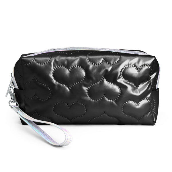 Queen Designs Heart Puffer Cosmetic Pouch - Black