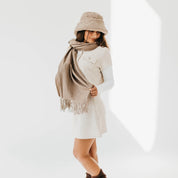 Pretty Simple Cozy Cashmere Essential Soft Solid Scarf - Taupe