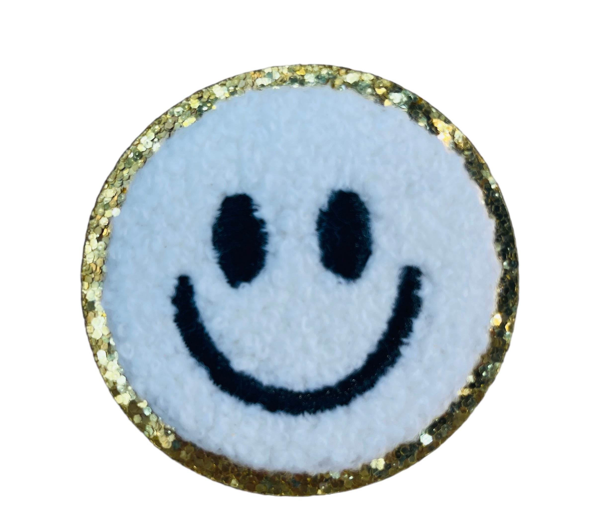 Varsity Happy Face Patch - White