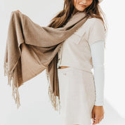 Pretty Simple Cozy Cashmere Essential Soft Solid Scarf - Taupe