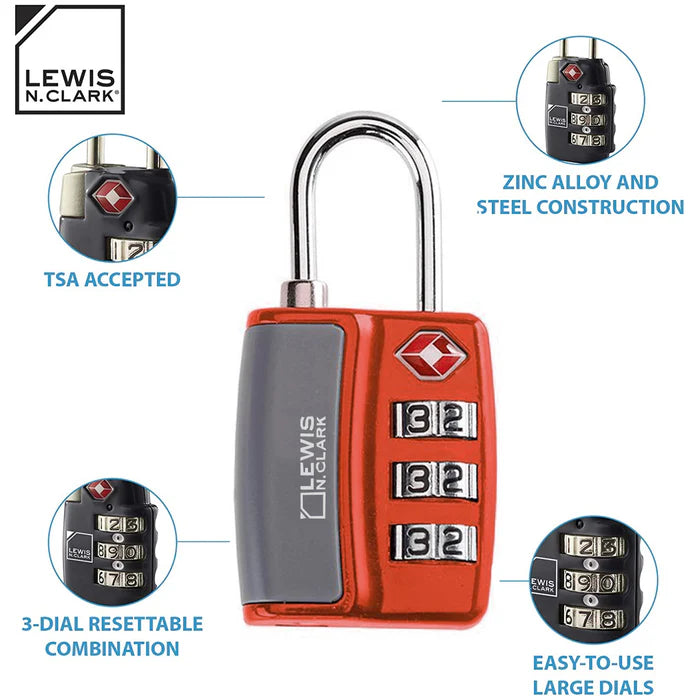 Lewis N. Clark Travel Sentry TSA-Approved Luggage Lock - Red