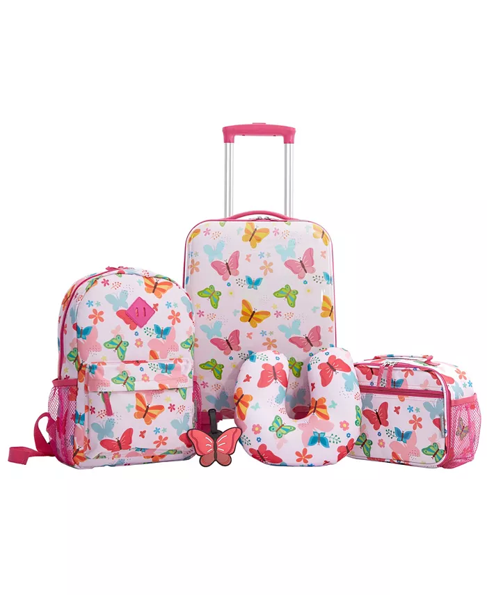 TPRC 5-Piece Kid's Hard-Side Travel Luggage Set - Butterfly Print, WM-K2305-BUT